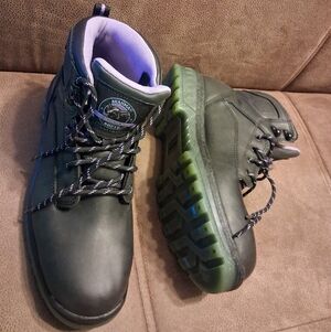 Brahma Women's Steel Toe Work Boots Black Lavender Size 9 1/2
